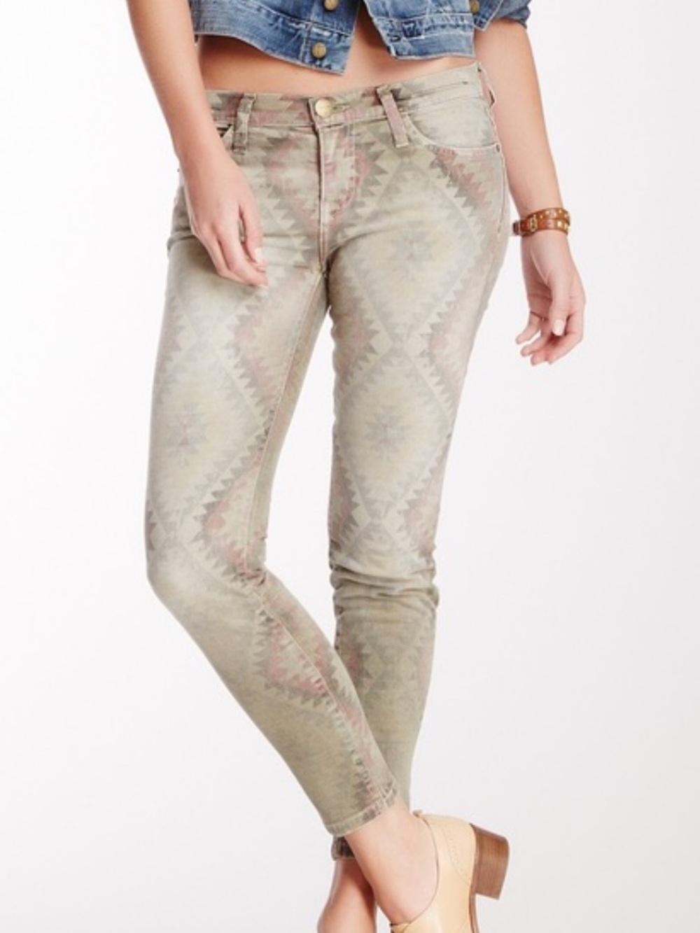 Current/Elliott The Stiletto Jeans in Army Green Navajo